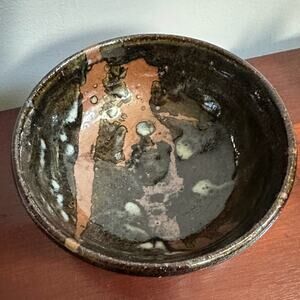 VTG Vintage Signed Brown Ceramic Retro Brown Bowl Spongewear Glazed Pottery